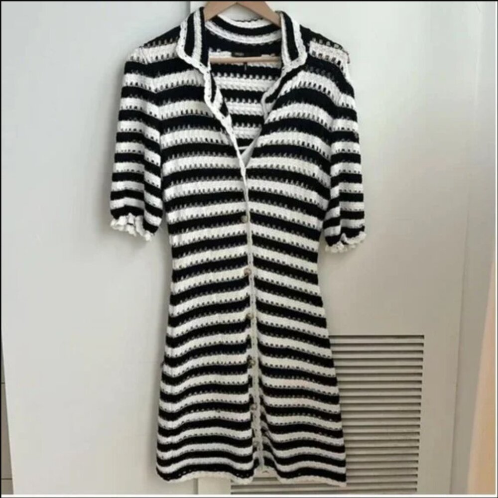 Maje Crochet Knit Dress Size FR 34 / US 2 - Picture 6 of 12
